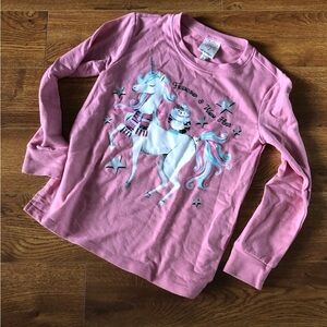 Self Esteem pink unicorn winter graphic long sleeve tee in size S